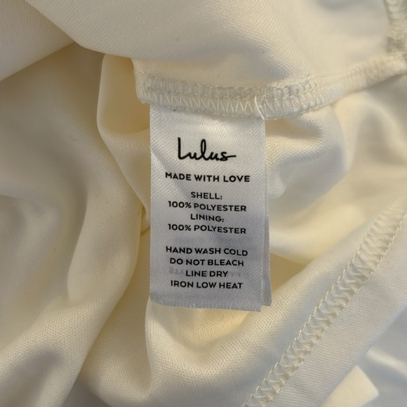 Lulu's Alluring Marvel Ivory Pleated Satin One Shoulder Midi Dress Size Medium - Picture 12 of 13